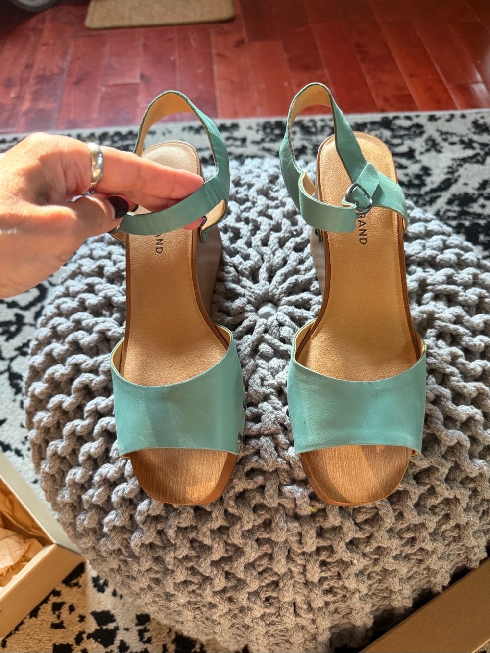 Lucky Brand Mint Green Slingback Wedge Sandals